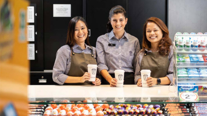 Ampol Foodary staff serving barista made coffee